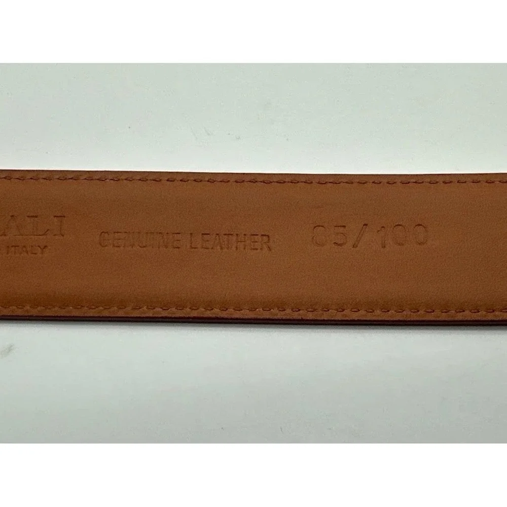 Canali Mens Tan Brown Genuine Leather Belt Made in Italy Size 85/100 Solid Brass
